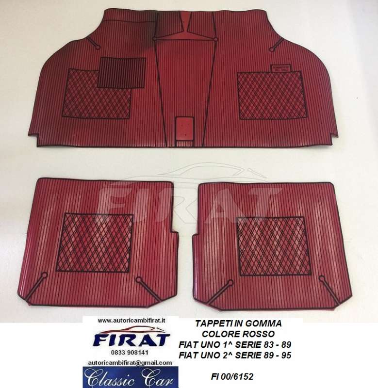 TAPPETI FIAT UNO IN GOMMA ROSSO